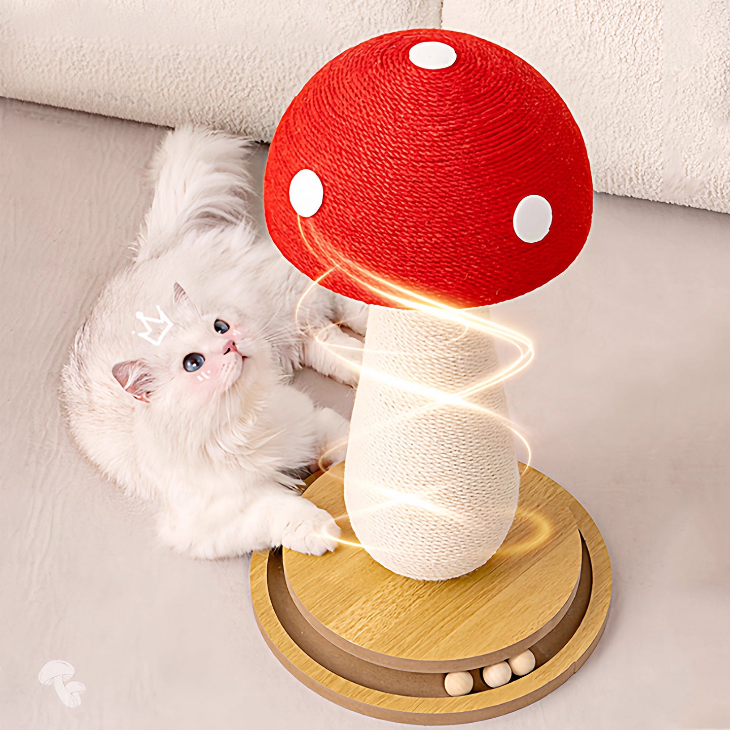 Interactive Mushroom Cat Scratcher with Playful Bunny Toy