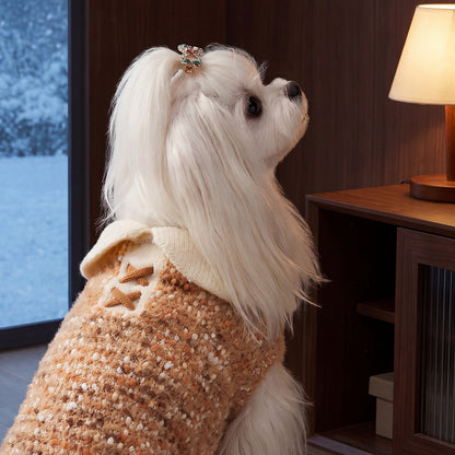 Cozy Bouclé Dog Coat with Peter Pan Collar – Warm Winter Pet Jacket for Small Dogs