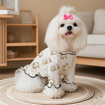 Cute Panda Dog Pajamas – Soft Breathable Pet Sleepwear for Small Dogs, Comfortable Puppy Home Clothes