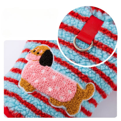 Thick Hooded Dog Sweater for Small Dogs - Plush Striped Winter Puppy Coat, Warm Fleece Pet Outfit - product photo 5