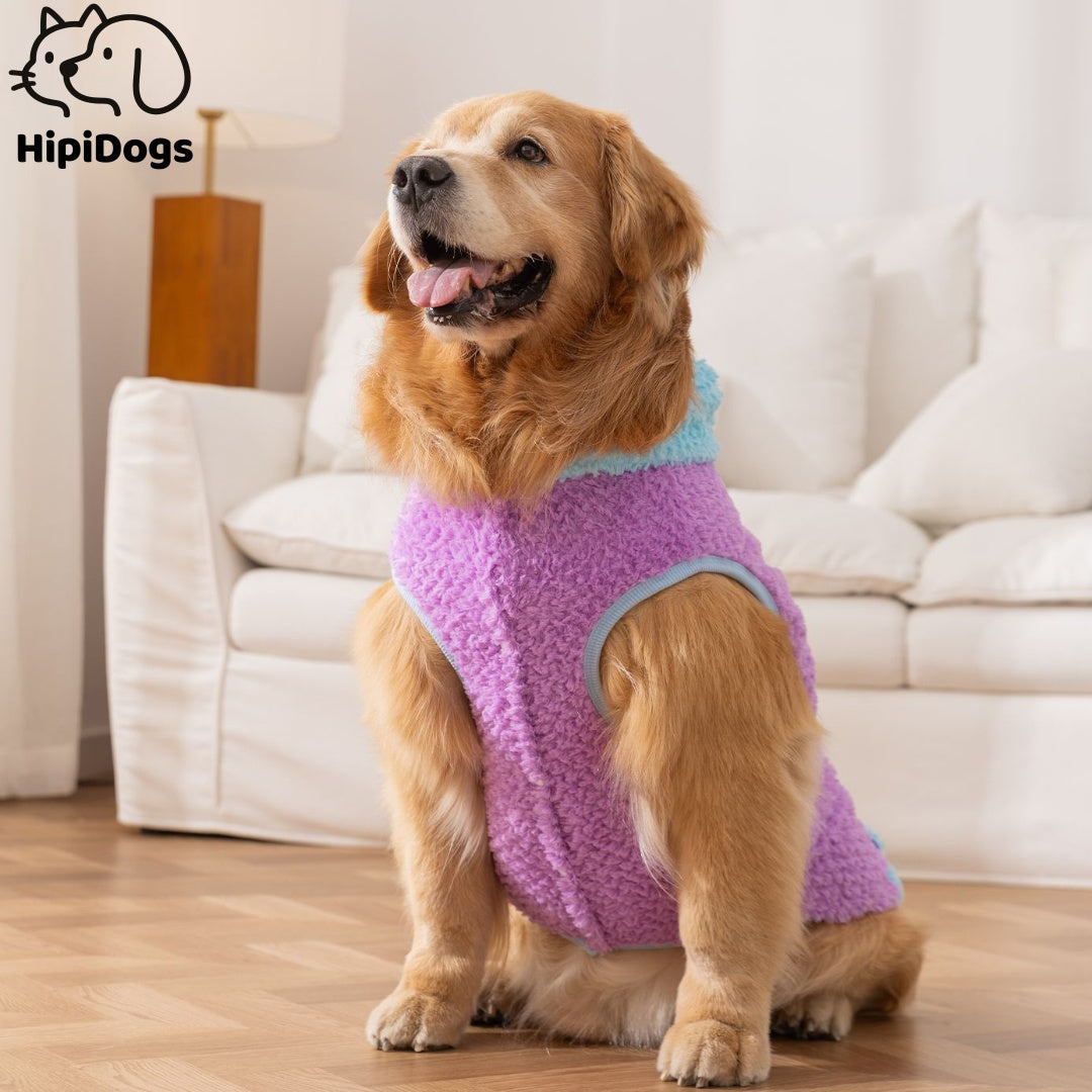 Purple Fleece Dog Sweater for Large Dogs Soft Cozy Puppy Jacket 3XL–8XL