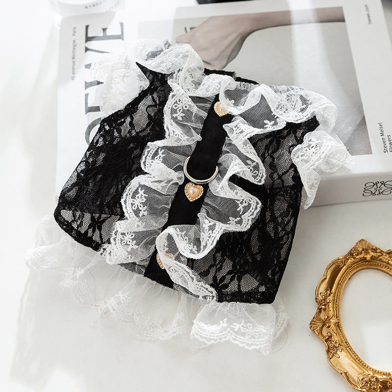 HipiDogs Lace Cat Harness Dress – Elegant Vintage Style