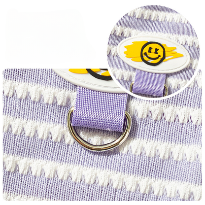 Striped Dog Harness Vest – Cute Smile Design with Leash Ring