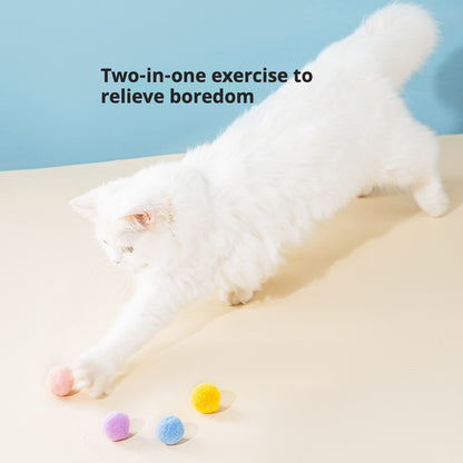 Mute Soft Pom-Pom Balls for Cats – Quiet, Colorful Playtime for Late Night Fun