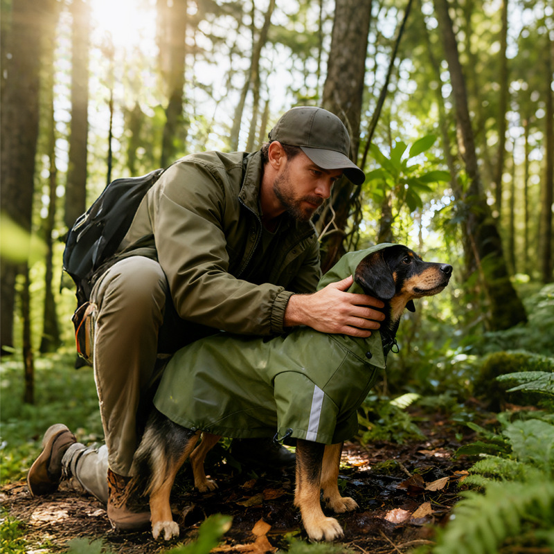 Waterproof Dog Jacket with Hood – Reflective Outdoor Dog Coat for Medium & Large Dogs Hiking Raincoat