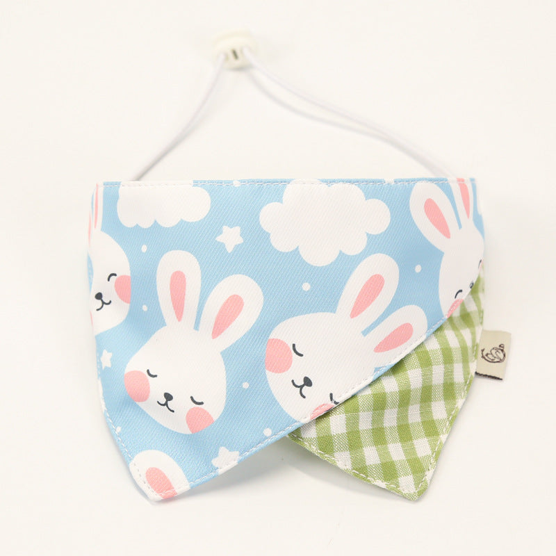 Cute Cartoon Pet Bandana Bibs-Soft Cotton Dog & Cat Scarf, Adjustable & Reversible