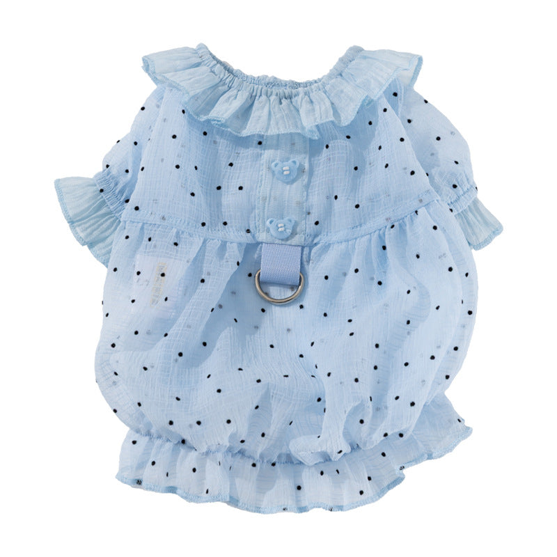 HipiDogs Polka Dot Ruffle Cat Dress | Lightweight Princess Dress
