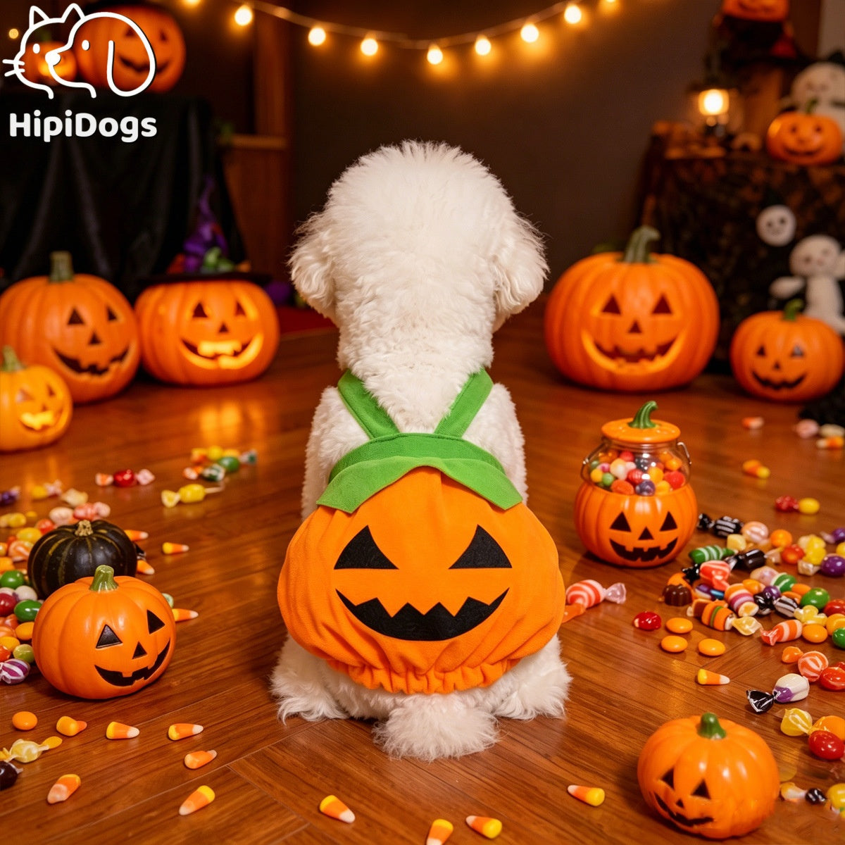 Pumpkin Dog Costume – Jack O’ Lantern Halloween Costume for Small Dogs