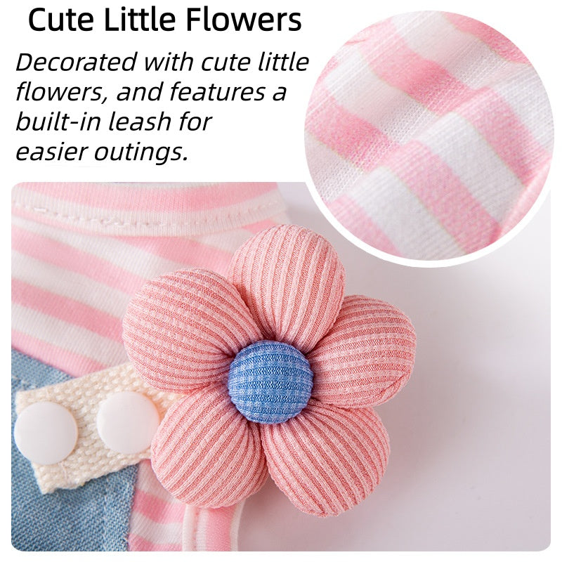 Striped Denim Vest Dress for Small Dogs