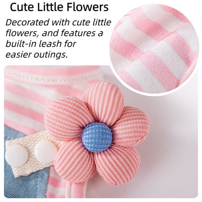 Striped Denim Vest Dress for Small Dogs