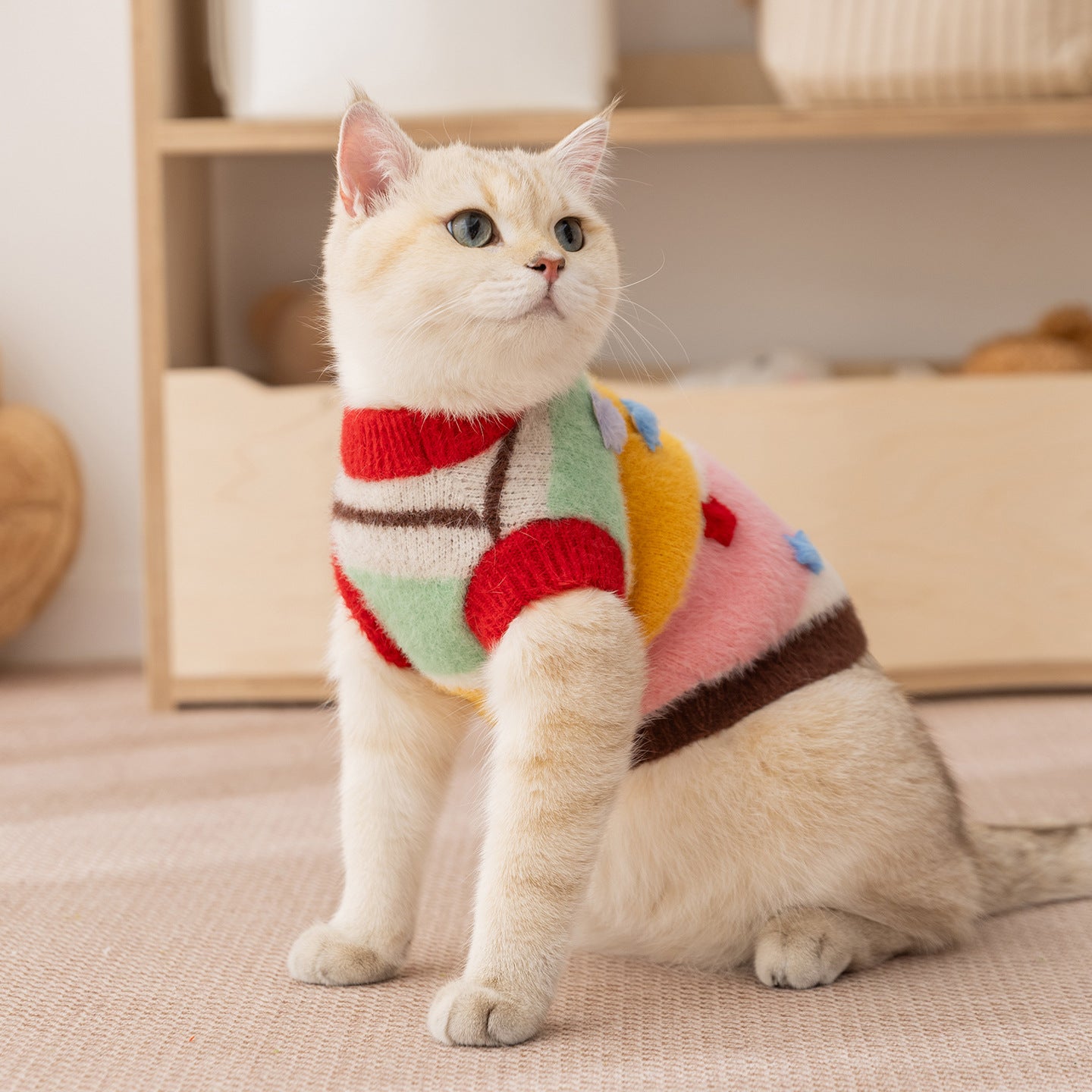 Striped Colorblock Sweater for Cats – Soft, Warm & Stylish Knitwear