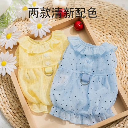 HipiDogs Floral Summer Cat Dress | Lightweight Ruffle Pet Dress
