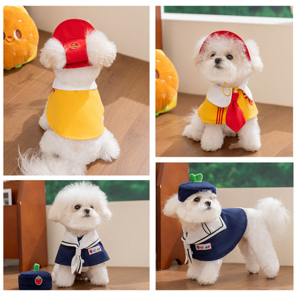 HipiDogs School Style Pet Outfit with Matching Hat