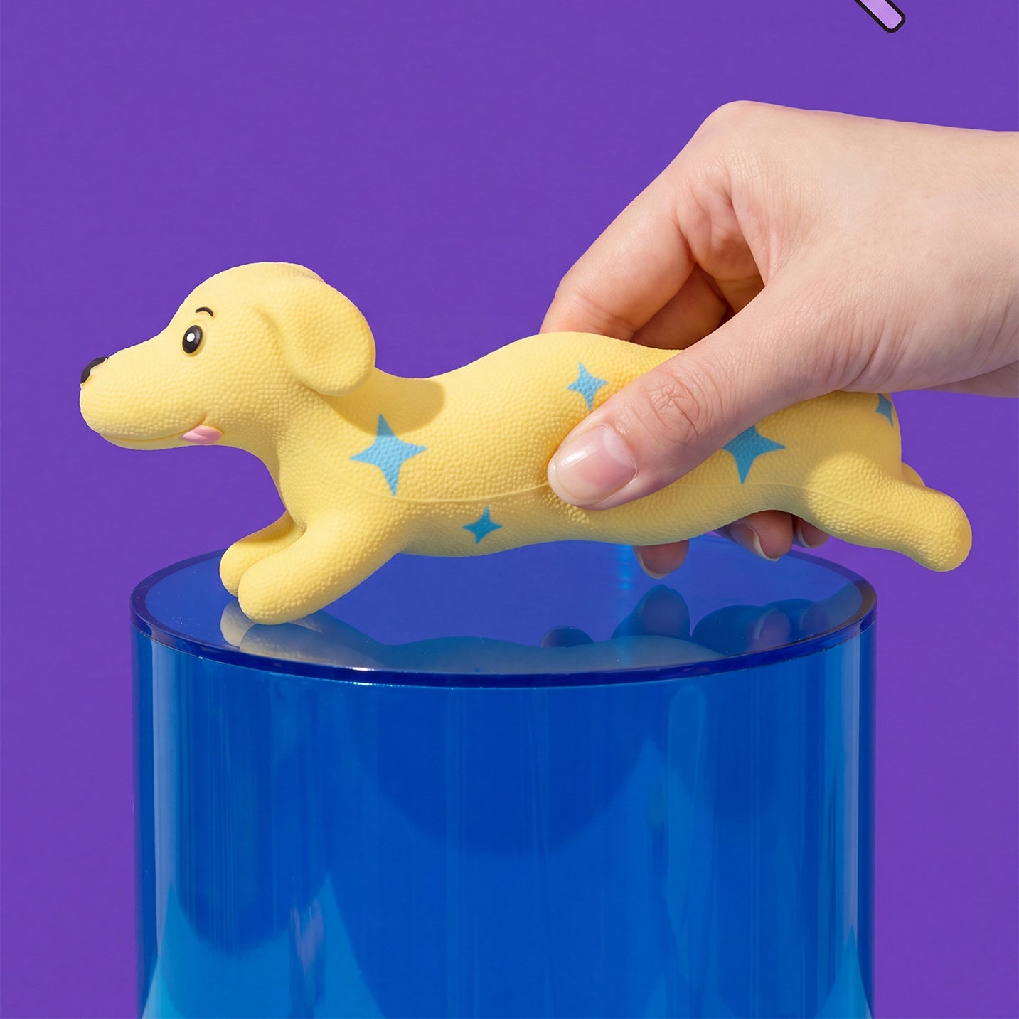 Cute Dog-Shaped Squeaky Toy – Textured Yellow Chew & Interactive Play Toy for Dogs