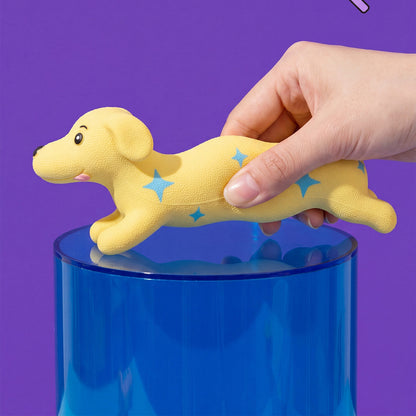 Cute Dog-Shaped Squeaky Toy – Textured Yellow Chew & Interactive Play Toy for Dogs