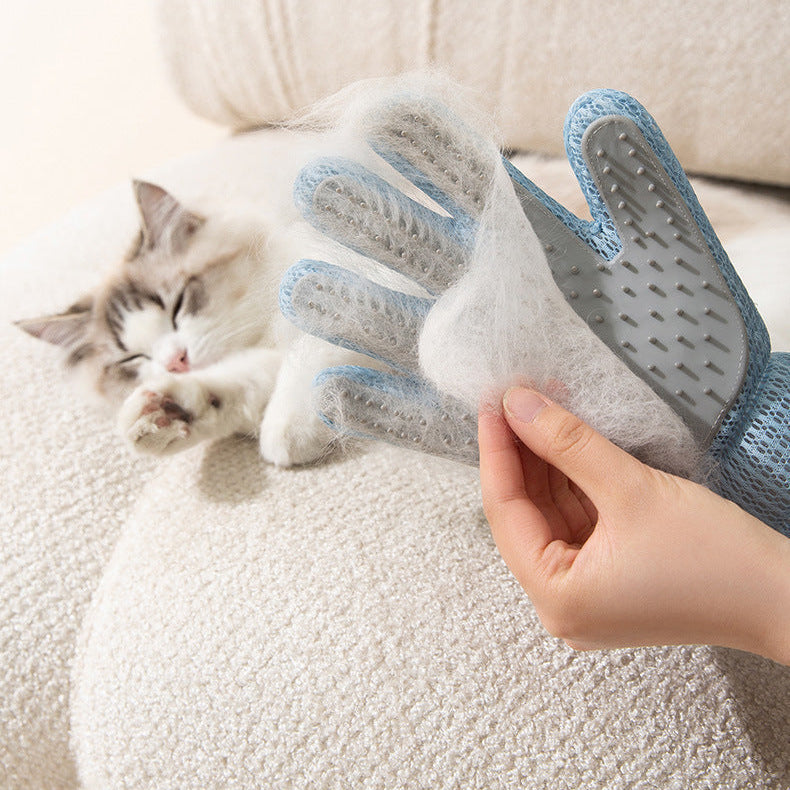 Double-Sided Silicone Pet Grooming Glove for Hair & Lint Removal