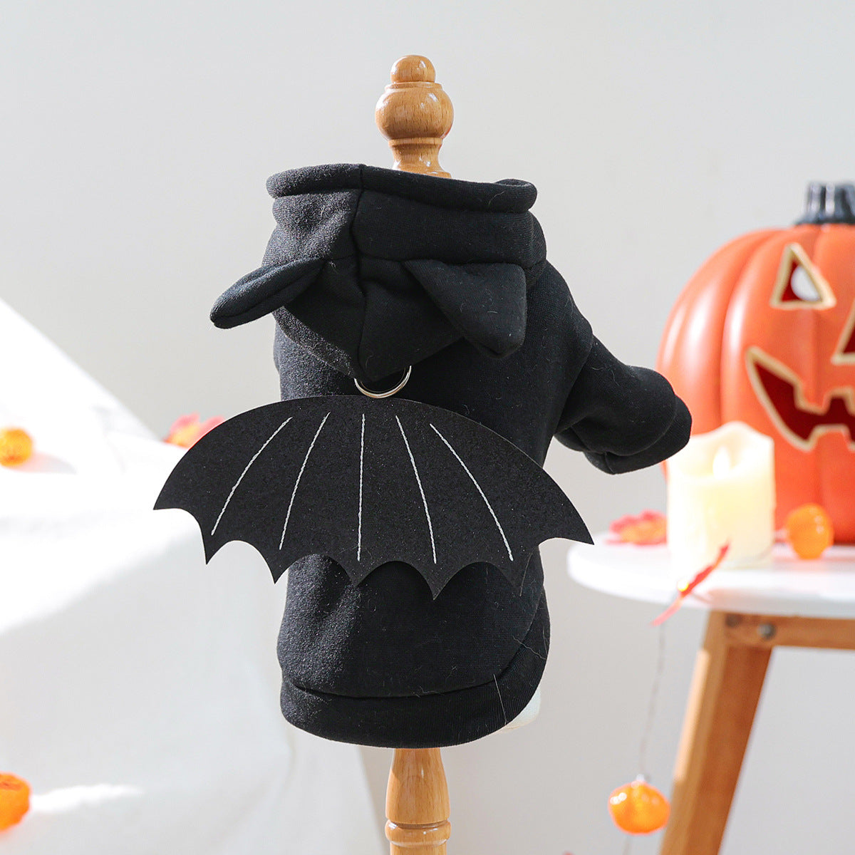 Bat Wing Halloween Pet Hoodie – Black Vampire Costume for Small Dogs & Cats