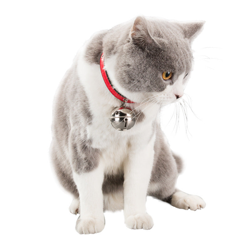 Leather Pet Collar with Bell | Adjustable Cat & Small Dog Collar with Paw Studs | Cute Pet Collar | HipiDogs