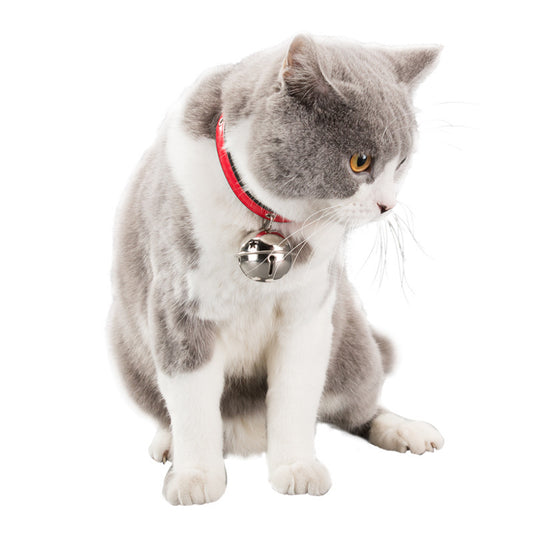 Leather Pet Collar with Bell | Adjustable Cat & Small Dog Collar with Paw Studs | Cute Pet Collar | HipiDogs