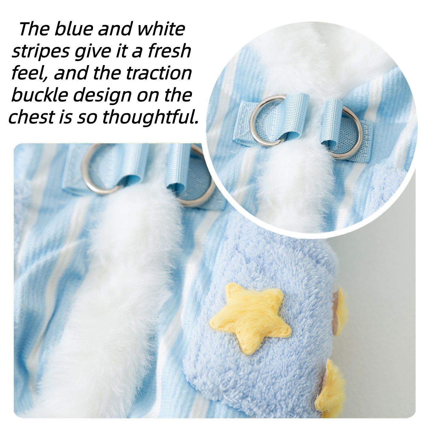 Starry Sky Striped Vest for Cats – Cozy & Stylish with Stars & Pom Poms