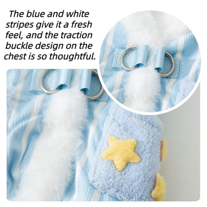 Starry Sky Striped Vest for Cats – Cozy & Stylish with Stars & Pom Poms