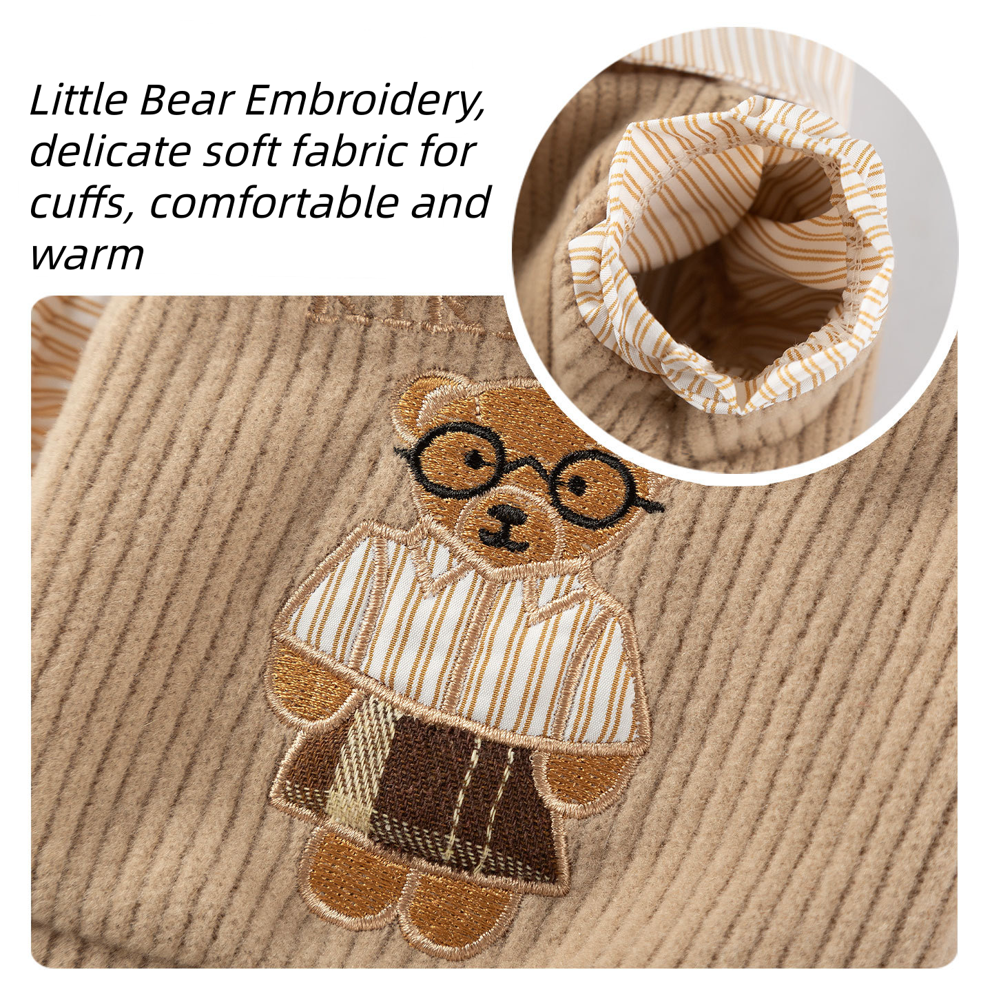 Teddy Bear Embroidered Cat Sweater | Ribbed Dress for Cats
