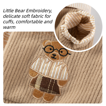 Teddy Bear Embroidered Cat Sweater | Ribbed Dress for Cats