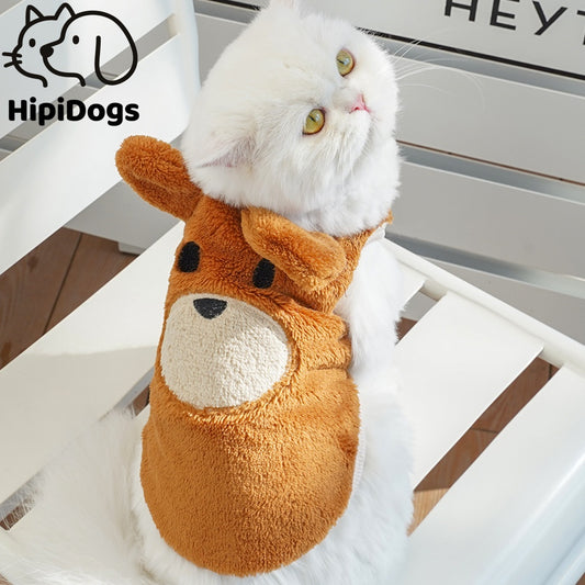 Plush Cat Hoodie with Ears – Warm Cartoon Fleece Cat Jacket for Winter, Soft Cozy Kitten Outfit