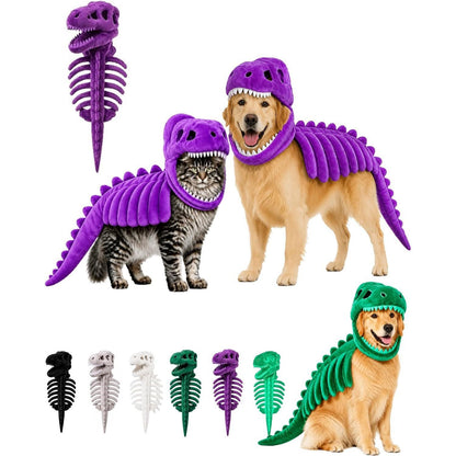 Dinosaur Skeleton Halloween Costume for Cats & Dogs – Funny Pet Costume with 3D Bones