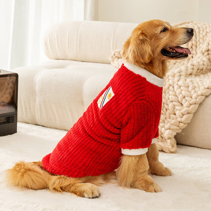 Red Fleece Dog Sweater for Large Dogs Warm Cozy Puppy Jacket 3XL–8XL