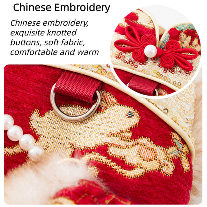 Flowers in Full Bloom New Year's Tang Suit for Cats
