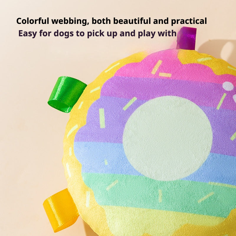 Colorful Pet Plush Frisbee Toy - Durable, Interactive Dog Toy for Fetch and Play