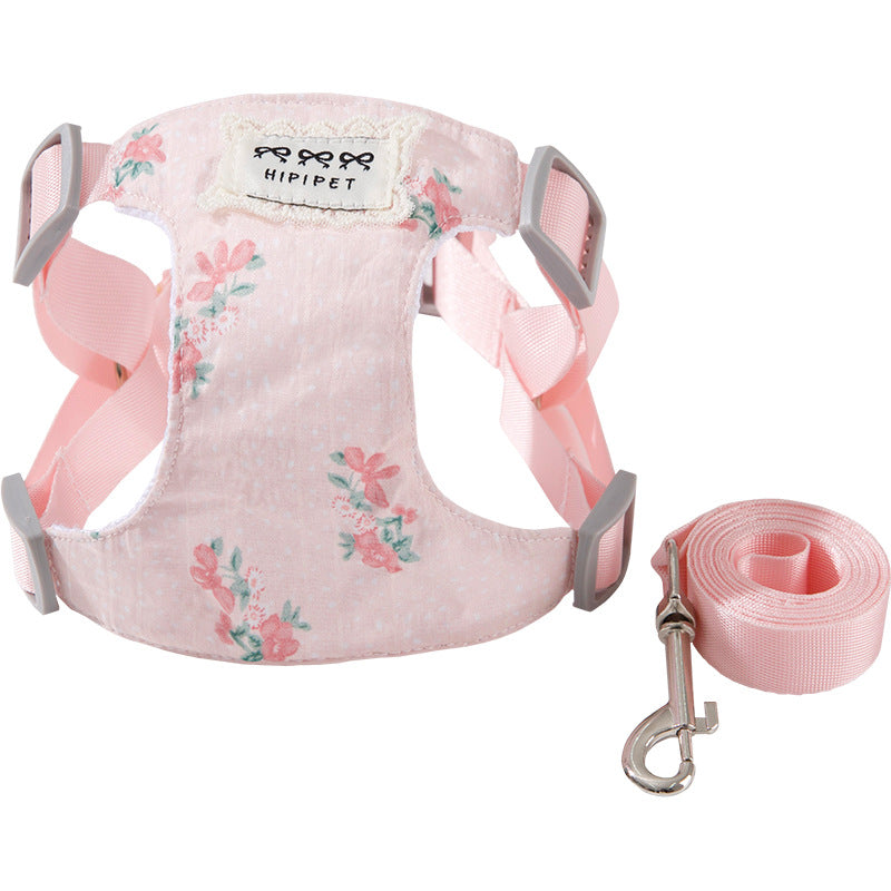 HipiDogs Floral Cat Harness Vest | Soft Adjustable Escape-Resistant Walking Harness