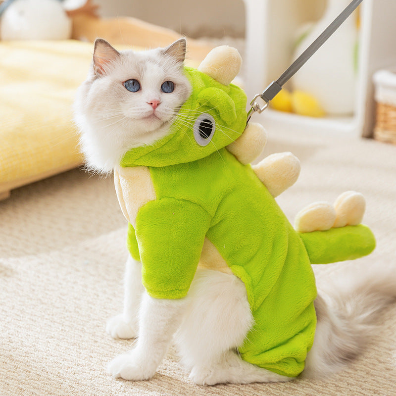 Cute Dinosaur Costume for Cats Soft Cozy Pet Hoodie