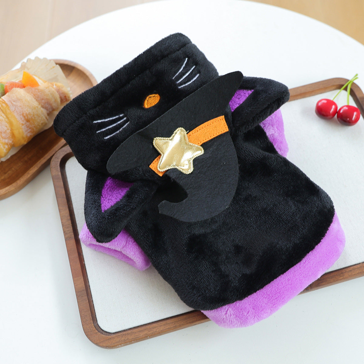 Halloween Black Cat Dog Costume – Witch Hat Hoodie for Small Dogs & Cats