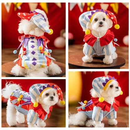 Clown with Hat Transformation Costume for Small Dogs