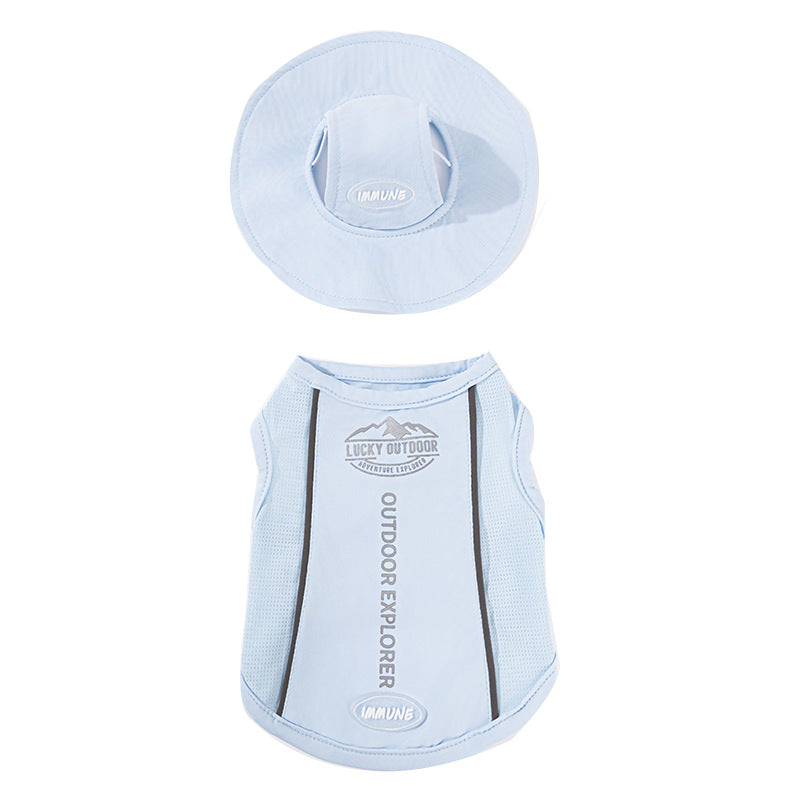 HipiDogs Cooling Mesh Dog Vest & Sun Hat Set | UV Protection Summer Outfit