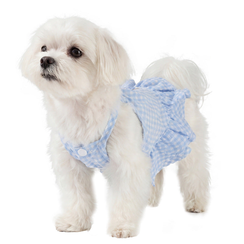 HipiDogs Gingham Ruffle Dog Harness Dress | Cute Plaid Pet Outfit
