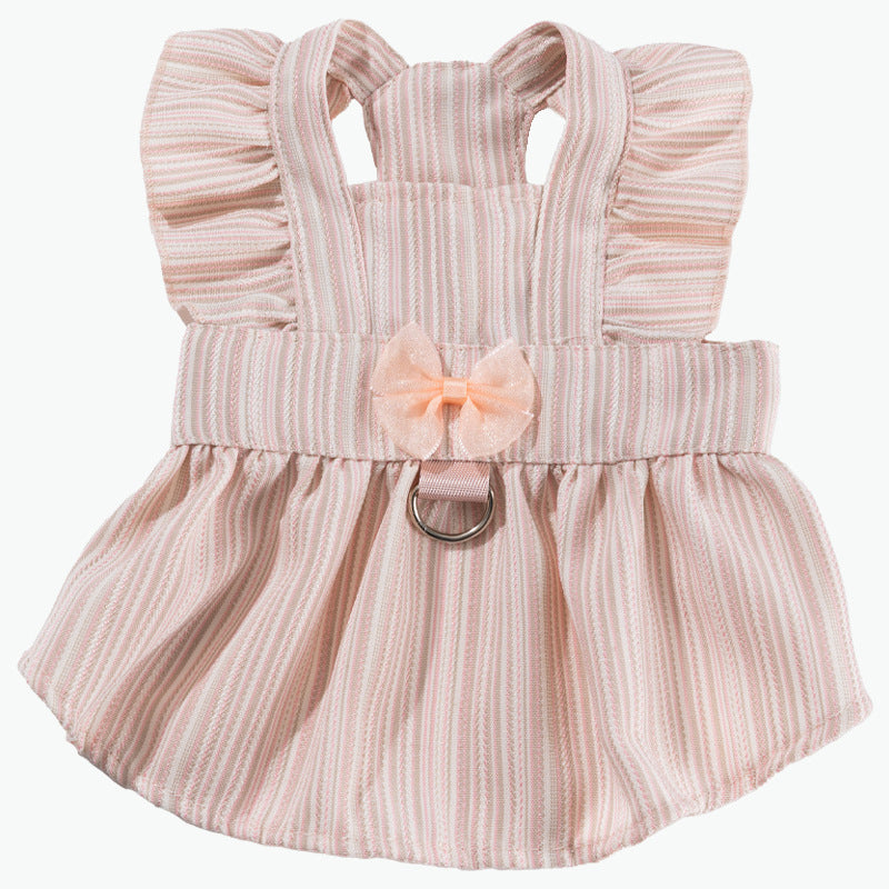 HipiDogs Elegant Harness Dress | Pleated Pet Dress with Matching Leash