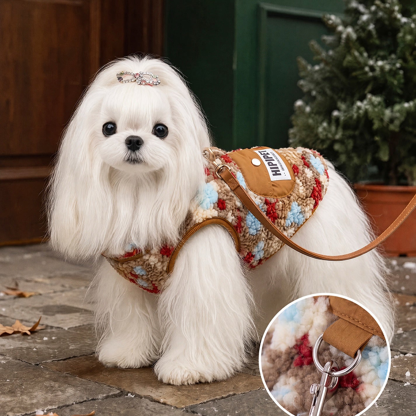 Cozy Sherpa Harness Vest with Pocket for Dogs