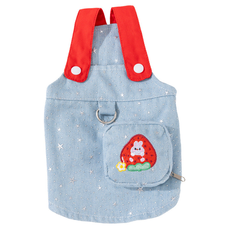 HipiDogs Denim Cat Dress | Cute Fashion Outfit for Cats with Leash Attachment Ring