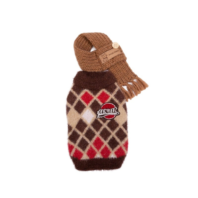 Dog Sweater with Matching Scarf – Cozy Knit Winter Pet Pullover for Small Dogs