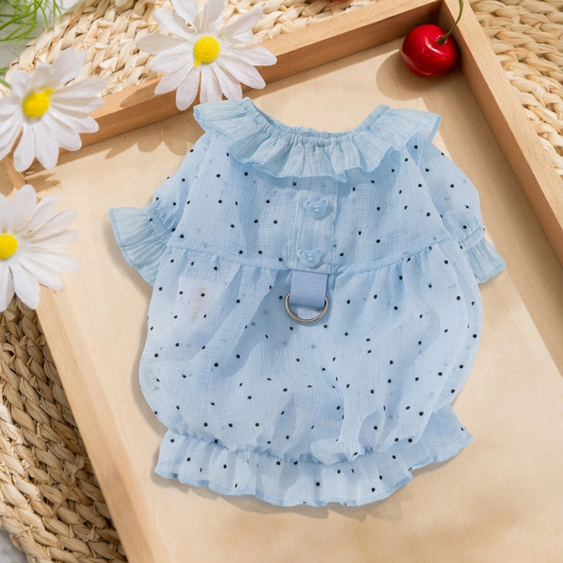 HipiDogs Polka Dot Ruffle Cat Dress | Lightweight Princess Dress