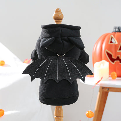 Bat Wing Halloween Pet Hoodie – Black Vampire Costume for Small Dogs & Cats