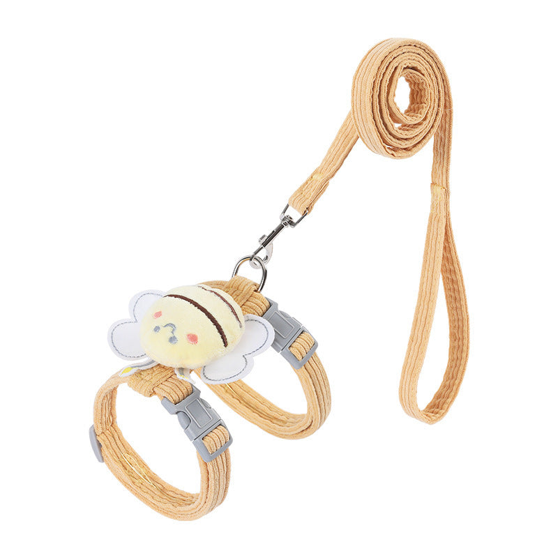 Cute Bee-Themed Cat and Dog Harness with Leash – Soft, Adjustable, and Escape-Proof for Outdoor Walks