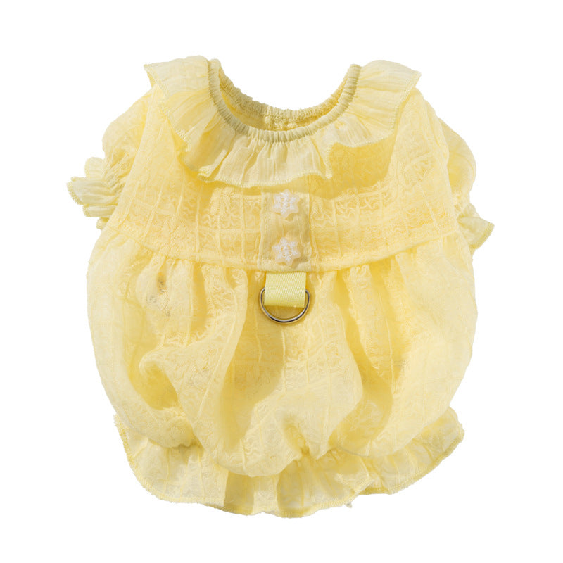HipiDogs Floral Summer Cat Dress | Lightweight Ruffle Pet Dress