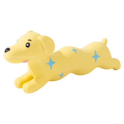 Cute Dog-Shaped Squeaky Toy – Textured Yellow Chew & Interactive Play Toy for Dogs