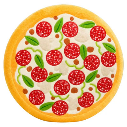 Cute Plush Dog Toy – Pizza & Lion Round Squeaky-Style Play Toy
