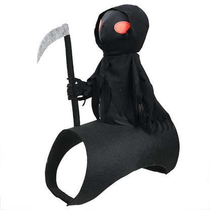 Halloween Grim Reaper Dog Costume – Scary Rider Pet Costume with Scythe