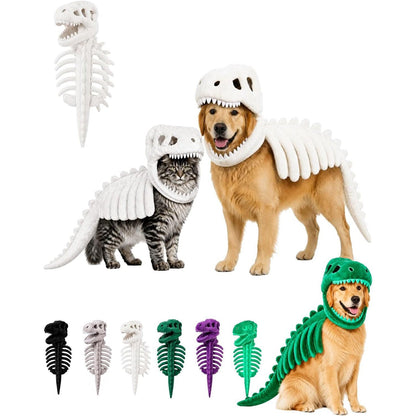 Dinosaur Skeleton Halloween Costume for Cats & Dogs – Funny Pet Costume with 3D Bones